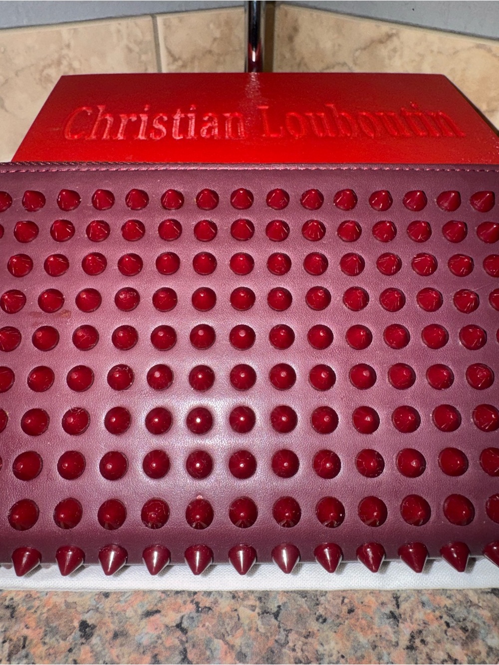 Christian Louboutin "Panettone" long zip-around wallet calf skin leather. Euc - Picture 3 of 16